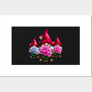 Roses Gnome Trio Watercolor Posters and Art